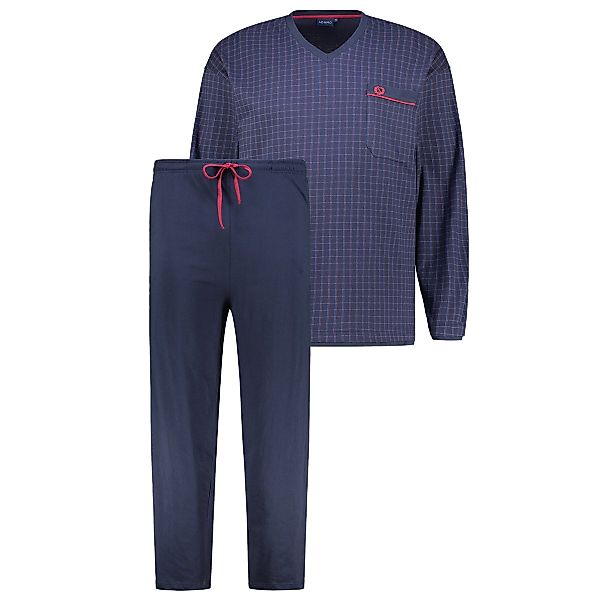 ADAMO Langer Schlafanzug aus Baumwolljersey Farbe dunkelblau Größe: 6XL günstig online kaufen
