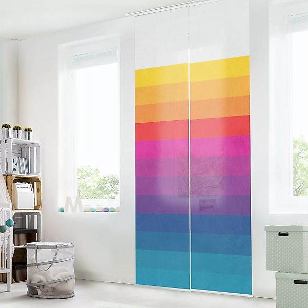 Schiebegardine Retro Regenbogen Streifen günstig online kaufen