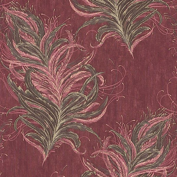 Bricoflor Feder Tapete in Dunkelrot Braun Elegante Burlesque Vliestapete mi günstig online kaufen