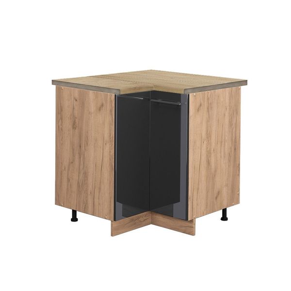 Vicco Eckunterschrank Fame-Line, Anthrazit Hochglanz/Goldkraft Eiche, günstig online kaufen