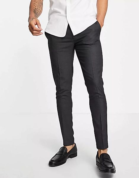 ASOS DESIGN – Hautenge elegante Hose in Grau mit sehr kleinem Punktemuster günstig online kaufen