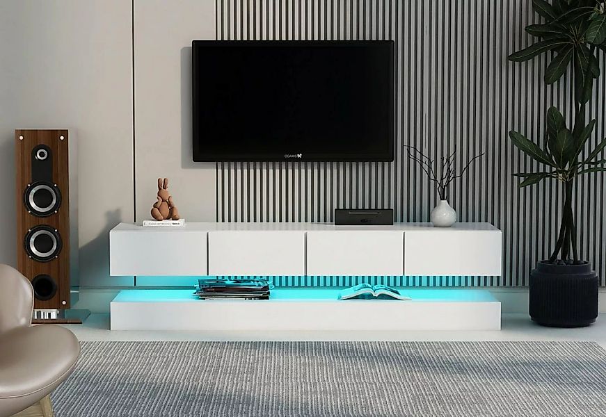 EXTSUD TV-Schrank 16-farbiger LED-TV-Unterschrank mit 2 Schränken und4 groß günstig online kaufen