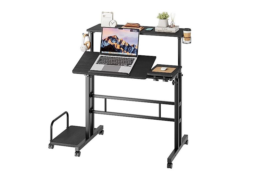 YOLEO Computertisch Höhenverstellbarer Stehpult mit Rollen und neigbar Tisc günstig online kaufen