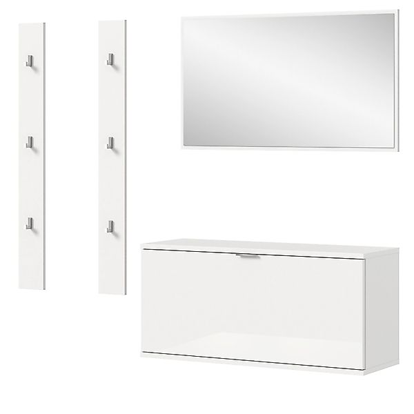 Inn.Furn Garderoben-Set 4-teilig in Weiß Hochglanz 147 cm SystemX günstig online kaufen