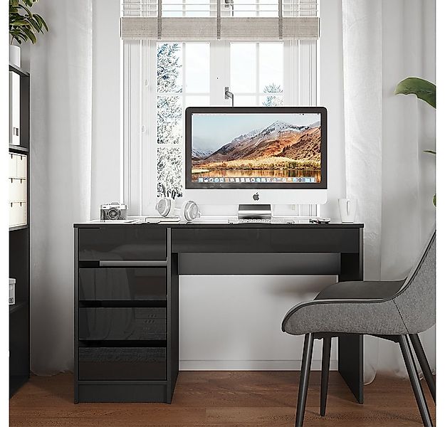 Vicco Schreibtisch Sherry, Anthrazit Hochglanz, 55 x 120 cm mit Schubladen günstig online kaufen