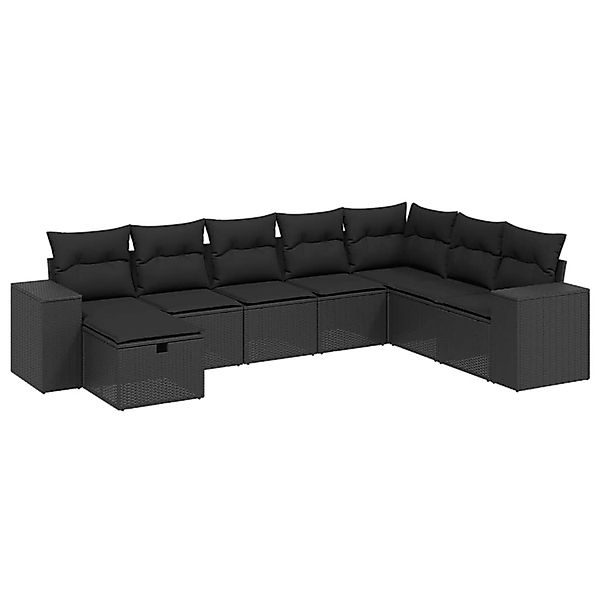 vidaXL 8-tlg Garten-Sofagarnitur mit Kissen Schwarz Poly Rattan Modell 188 günstig online kaufen