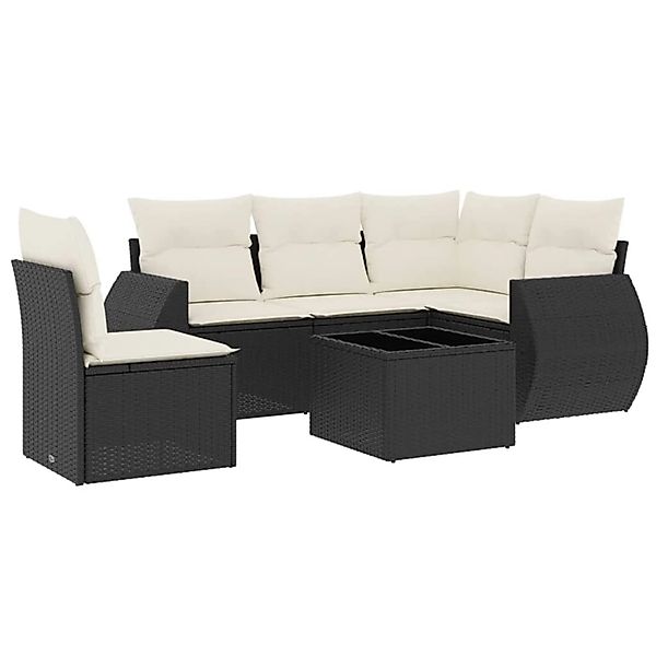 vidaXL 6-Tlg Garten-Sofagarnitur mit Kissen Schwarz Poly Rattan 3253713 günstig online kaufen