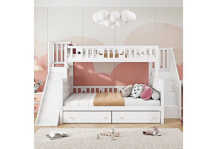 Odikalo Etagenbett Kinderbett 90x200 140x200 mit Rutsche & Stauraum (Kinder günstig online kaufen