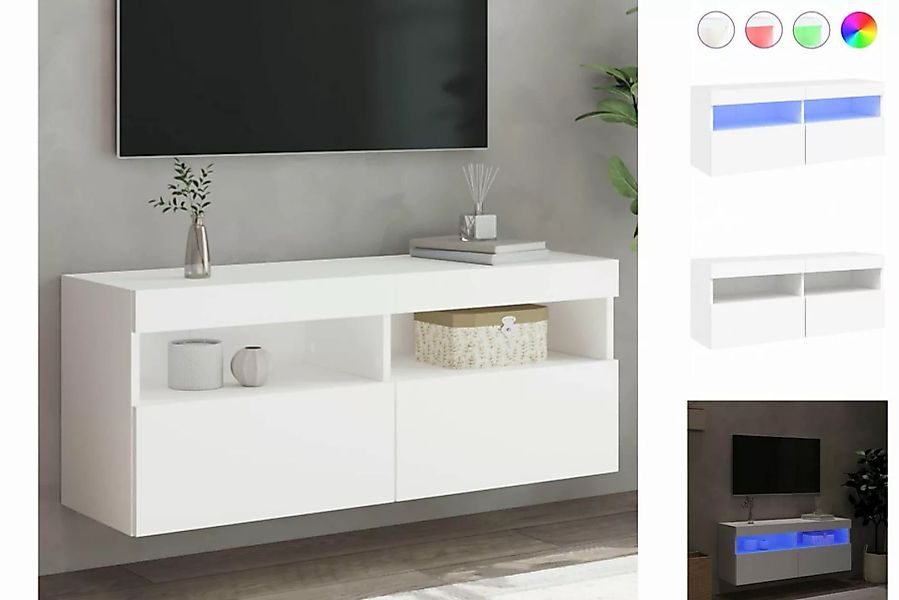 vidaXL TV-Schrank TV-Wandschrank mit LED-Leuchten Weiß 100x30x40 cm günstig online kaufen