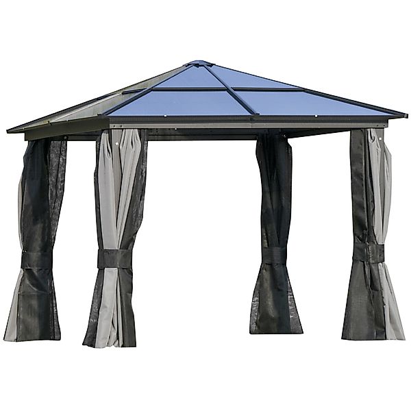 Outsunny Pavillon mit Polycarbonatdach, Vorhänge mit günstig online kaufen