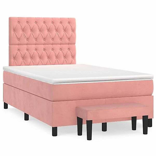 vidaXL Boxspringbett mit Matratze Rosa 120x200 cm Samt1399386 günstig online kaufen