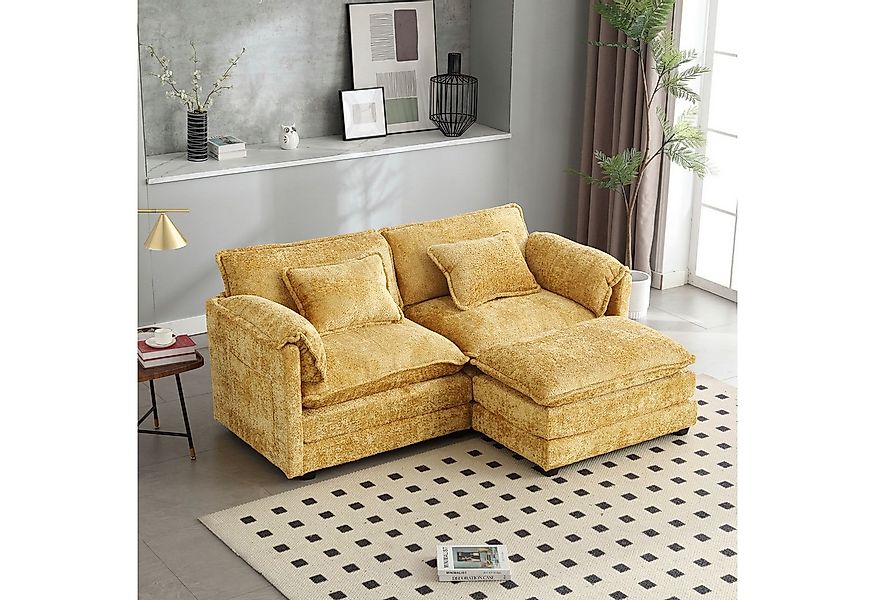 REDOM Sofa Küchensofa, 2-Sitzer-Loungesofa mit Chenille-Stoff & Fußstütze, günstig online kaufen