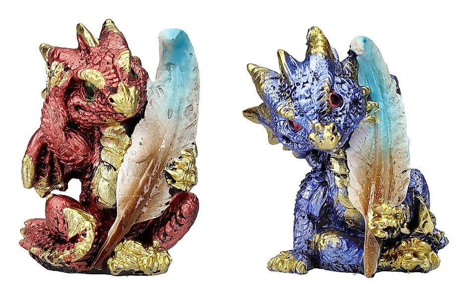 Figuren Shop GmbH Dekofigur Drachen Figuren Set mit Schreibfedern - Fantasy günstig online kaufen