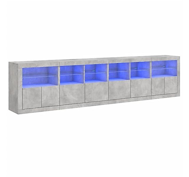 vidaXL Sideboard Sideboard mit LED-Leuchten Betongrau 283x37x67 cm (1 St) günstig online kaufen