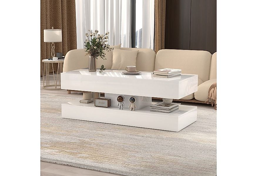 JOIVI Couchtisch Couchtisch im Hochglanz Moderner Kaffeetisch mit 2 Schuhbl günstig online kaufen