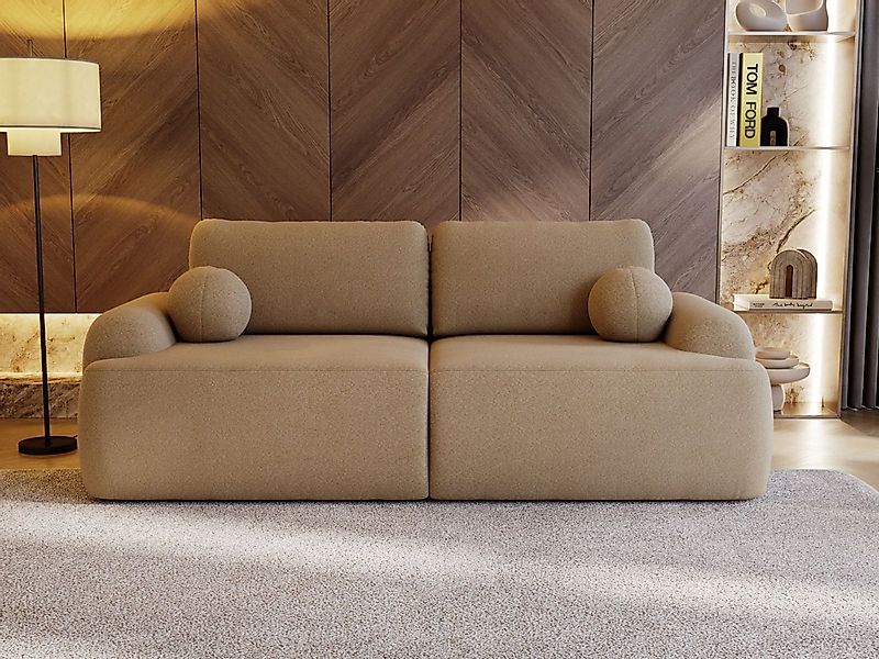 Compleo Schlafsofa rundes Design, Designer Sofa boucle- Teddy OLIO, Modern günstig online kaufen
