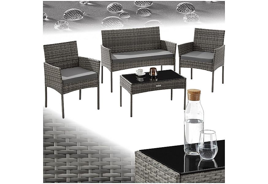 tectake Sitzgruppe Rattan Gartenset, (Set., 4-tlg), Wasserabweisende, abneh günstig online kaufen