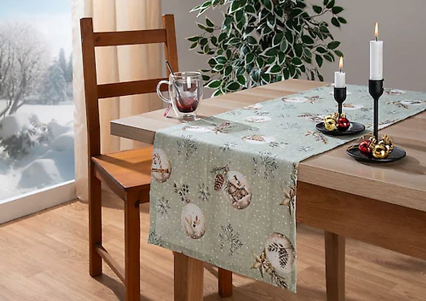 HOME WOHNIDEEN Tischläufer »FELIZ NAVIDAD« Tischläufer, SET, Dekostoff bedr günstig online kaufen