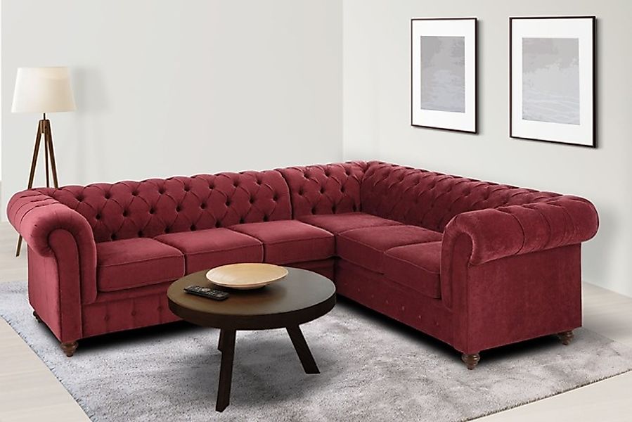 Home affaire Chesterfield-Sofa »Chesterfield Ecksofa, auch in Leder L-Form« günstig online kaufen