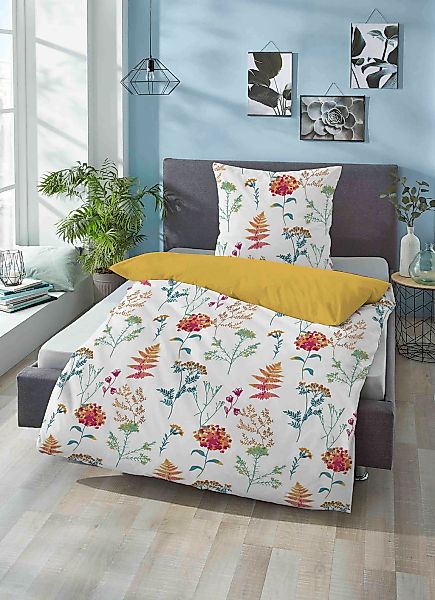 Biberna Wendebettwäsche "Eray" 2 Stk. 100% Baumwolle, Bett-und Kopfkissenbe günstig online kaufen