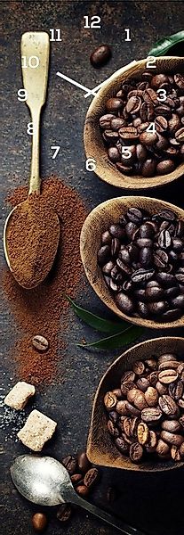 Levandeo® Wanduhr (Wanduhr Glas 20x60cm Braun Kaffee Coffee Glasuhr Küche B günstig online kaufen