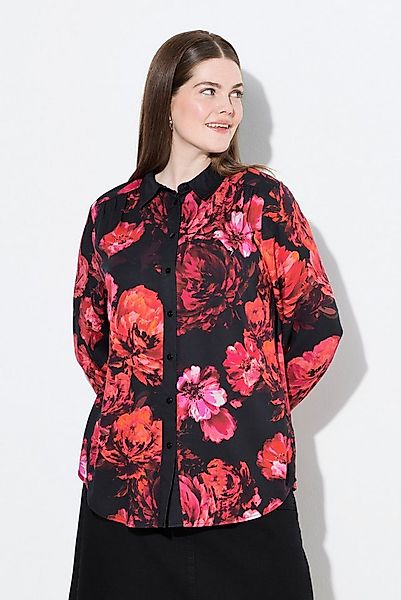 Ulla Popken Hemdbluse Hemdbluse Rosen Hemdkragen Langarm günstig online kaufen
