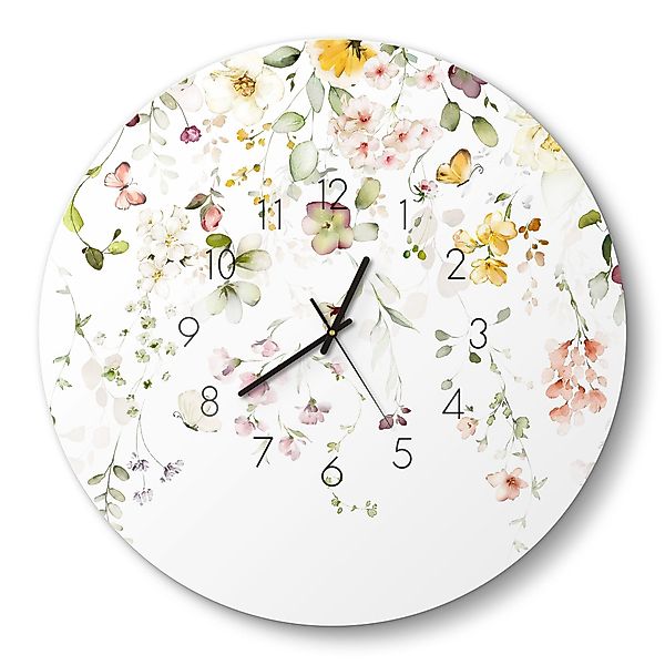 DEQORI Wanduhr 'Zarte Blütenpracht' (Glas Glasuhr günstig online kaufen