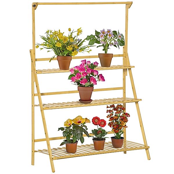 Outsunny Blumentreppe Holz großes Leiterregal mit einstellbarer Hängehöhe f günstig online kaufen