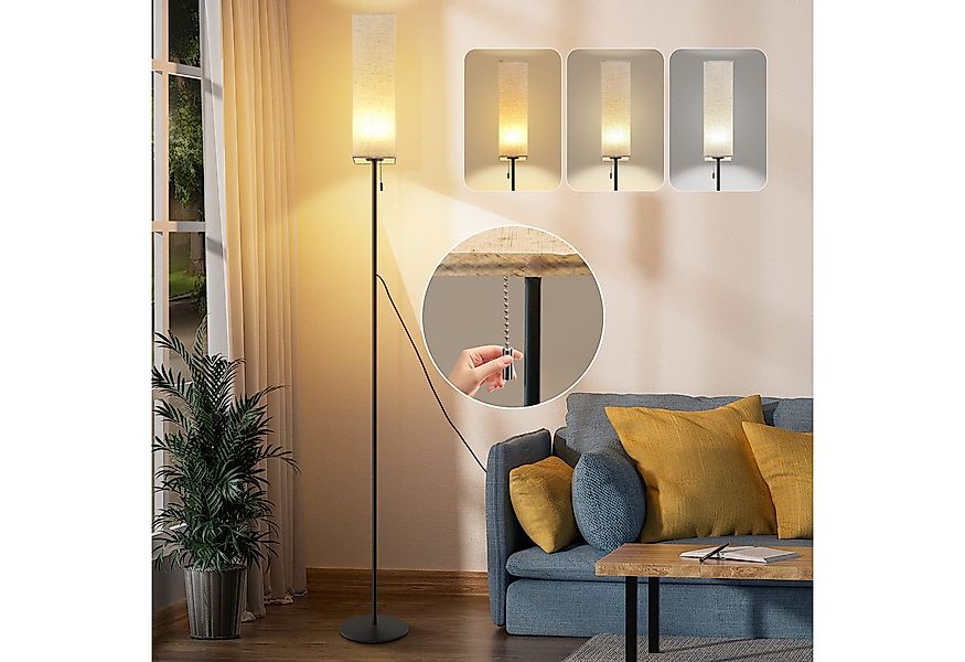 ZMH LED Stehlampe Dimmbar Retro Standleuchte Stoffschirm Wohnzimmer mit Sei günstig online kaufen