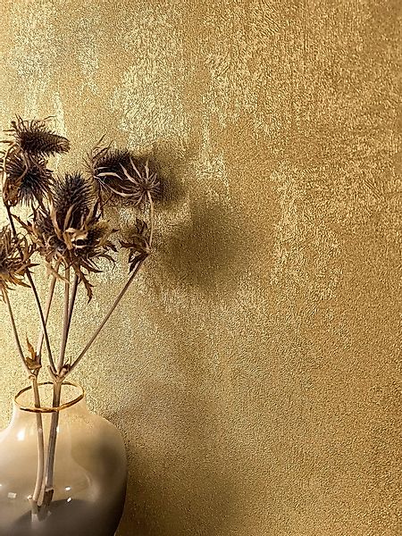 Newroom Vliestapete Kitron Gold Tapete Glanztapete Beton,Zement,Putz-Optik, günstig online kaufen