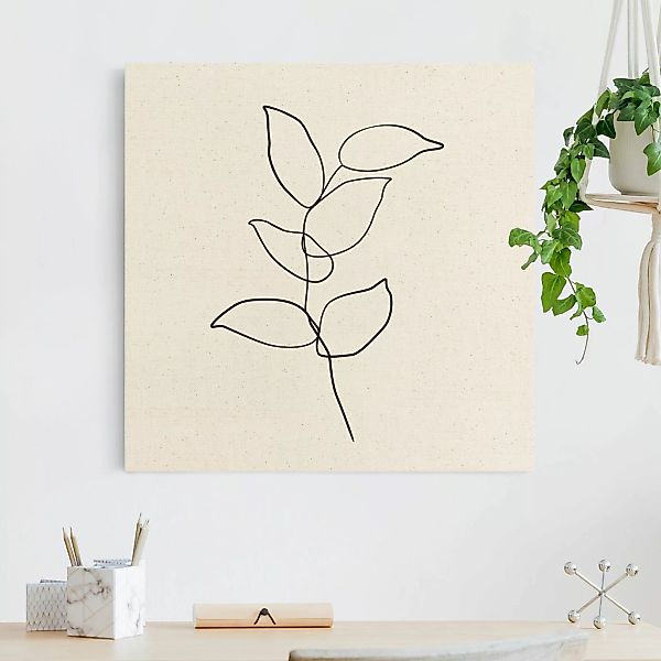 Leinwandbild auf Canvas Natural Line Art Zweig Schwarz Weiß günstig online kaufen