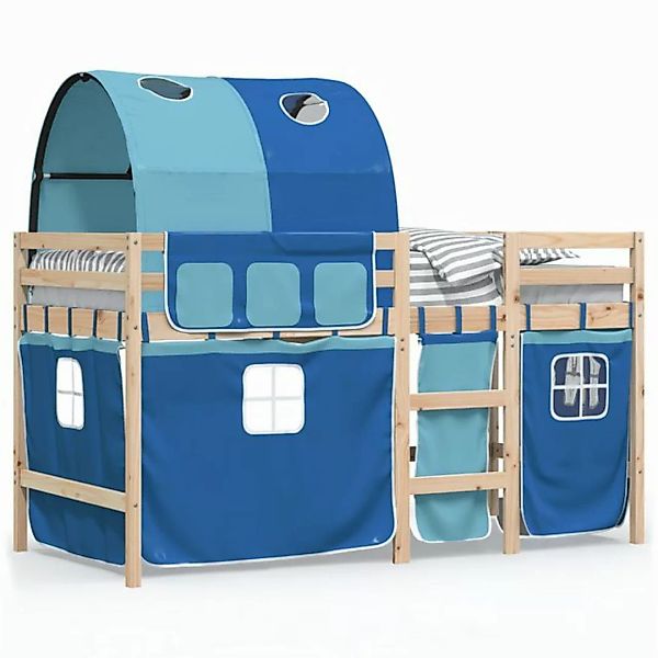 vidaXL Kinderbett Kinderhochbett mit Tunnel Blau 90x200 cm Massivholz Kiefe günstig online kaufen