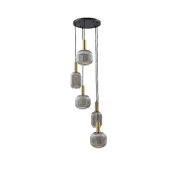 Lindby Pendelleuchte Doroteo 10030656 Retro Vintage Antik in Alu aus Glas 5 günstig online kaufen