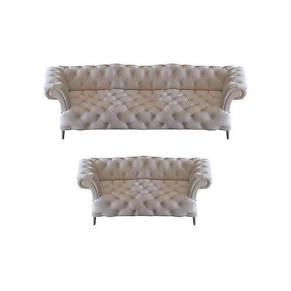 JVmoebel Chesterfield-Sofa Polstermöbel Weiß Ledersofa 2x Sofas Neu Modern günstig online kaufen