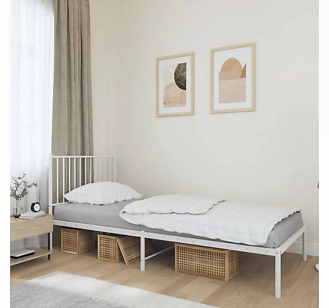 furnicato Bett Bettgestell mit Kopfteil Metall Weiß 90x190 cm günstig online kaufen