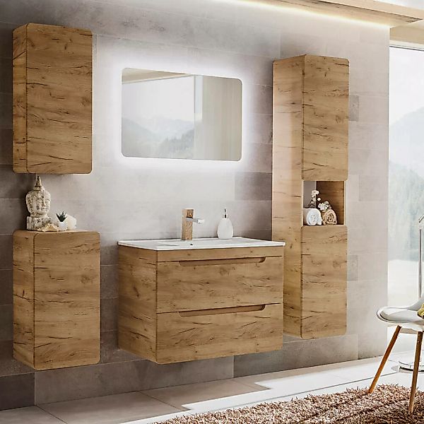 Badezimmer Komplettset LUTON-56-CRAFT in Wotan Eiche Nb. B/H/T ca. 180/200/ günstig online kaufen