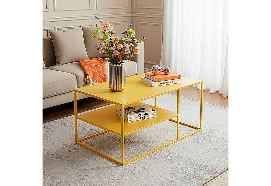 en.casa Couchtisch, »Solund« Beistelltisch Stahl 45x90x60 cm Gelb günstig online kaufen