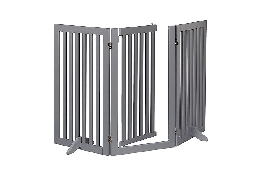 relaxdays Treppenschutzgitter Graues Absperrgitter mit Tür 92 cm hoch günstig online kaufen
