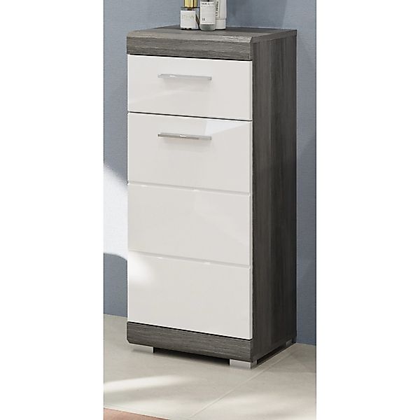Inn.Furn Kommode Weiß Hochglanz Grau 37 cm mit Vollauszug Shawn günstig online kaufen