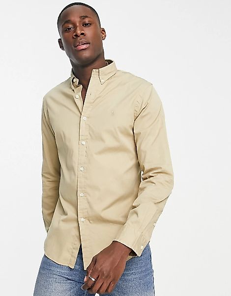 Polo Ralph Lauren – Twill-Hemd in Hellbraun mit schmalem Schnitt und Marken günstig online kaufen