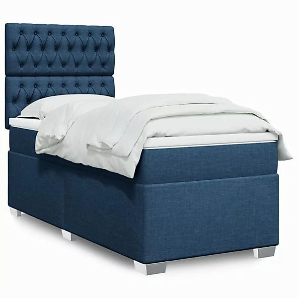 vidaXL Boxspringbett mit Matratze Blau 90x190 cm Stoff2105599 günstig online kaufen