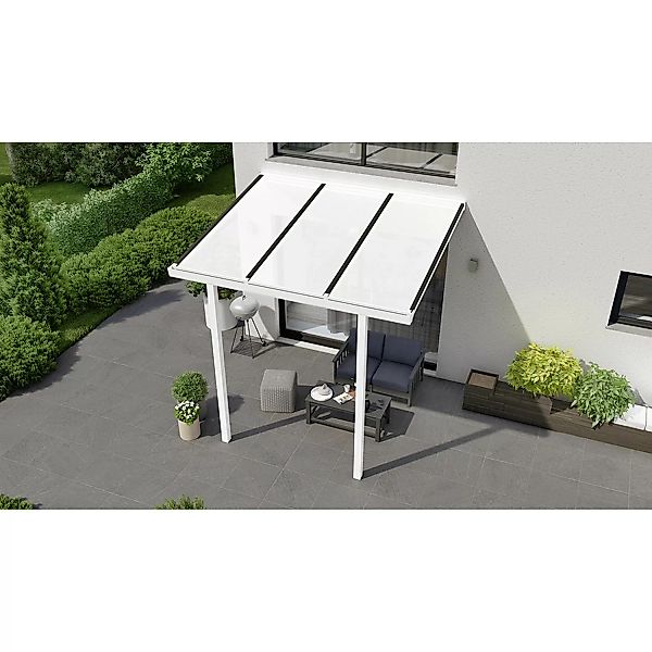 Terrassenüberdachung Basic 300 cm x 250 cm Weiß PC Opal günstig online kaufen