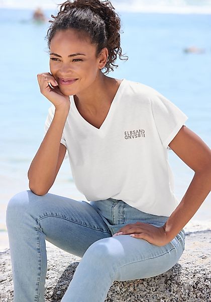 Elbsand V-Shirt mit Logoprint, Kurzarmshirt, Basic günstig online kaufen