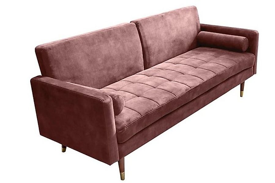 LebensWohnArt Sofa Elegantes Schlafsofa DIVANO 196cm altrosa Mikrovelours 3 günstig online kaufen