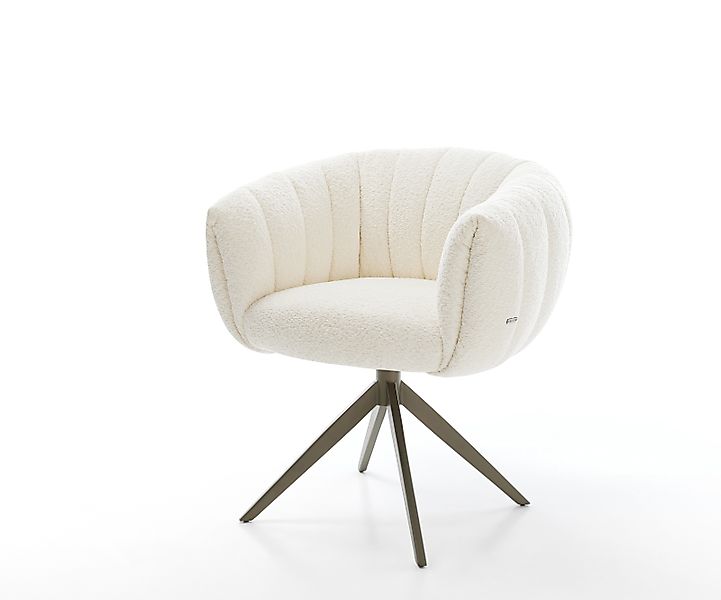 Drehstuhl Jada-Flex Bouclé Weiß Kreuzgestell breit Effektfinish Titan 360° günstig online kaufen