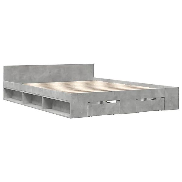 vidaXL Bettgestell mit Schubladen Betongrau 150x200 cm Holzwerkstoff 328074 günstig online kaufen