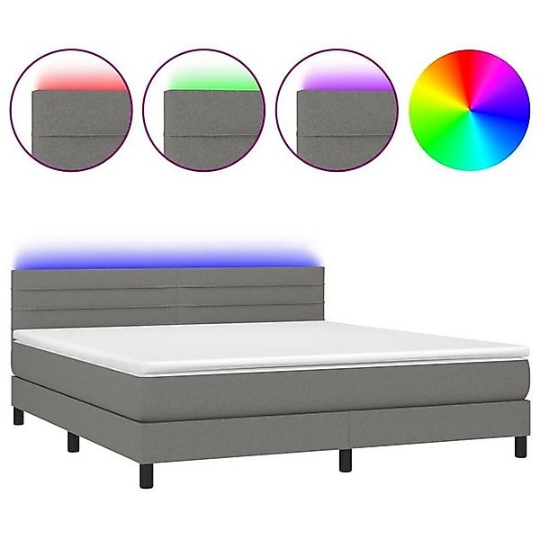 vidaXL Boxspringbett Boxspringbett mit Matratze LED Dunkelgrau 180x200 cm S günstig online kaufen