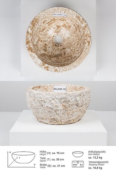 wohnfreuden Aufsatzwaschbecken Erosi Marmor Waschbecken 30 cm creme (Kein S günstig online kaufen