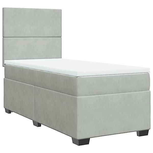 vidaXL Boxspringbett Boxspringbett mit Matratze Hellgrau 90x200 cm Samt Bet günstig online kaufen