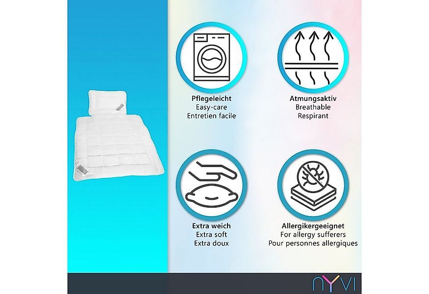 NYVI Kinderbettdecke + Kopfkissen Kinder Bettdeckenset Junior Comfort 4-tei günstig online kaufen